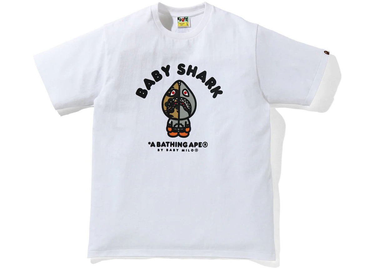 BAPE Baby Milo Shark College Tee White/Gray