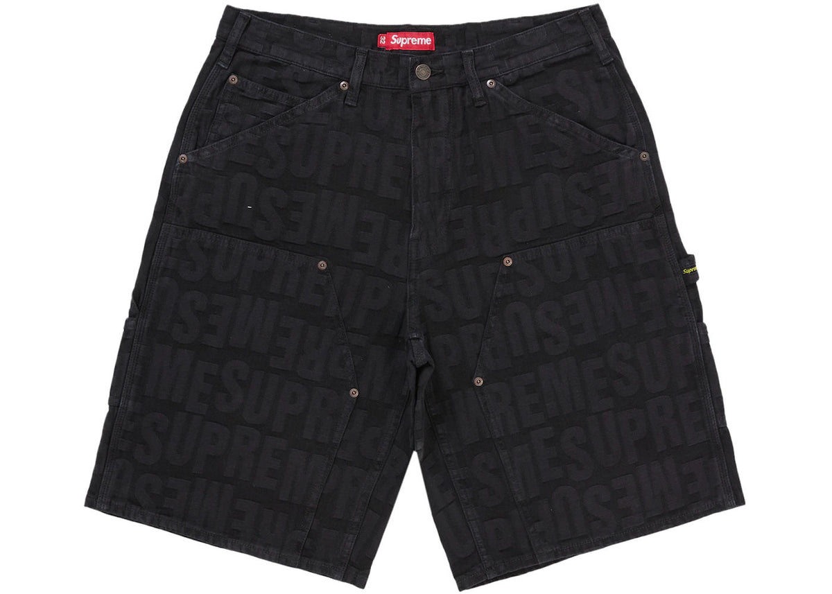 Supreme Repeat Jacquard Double Knee Denim Short Black
