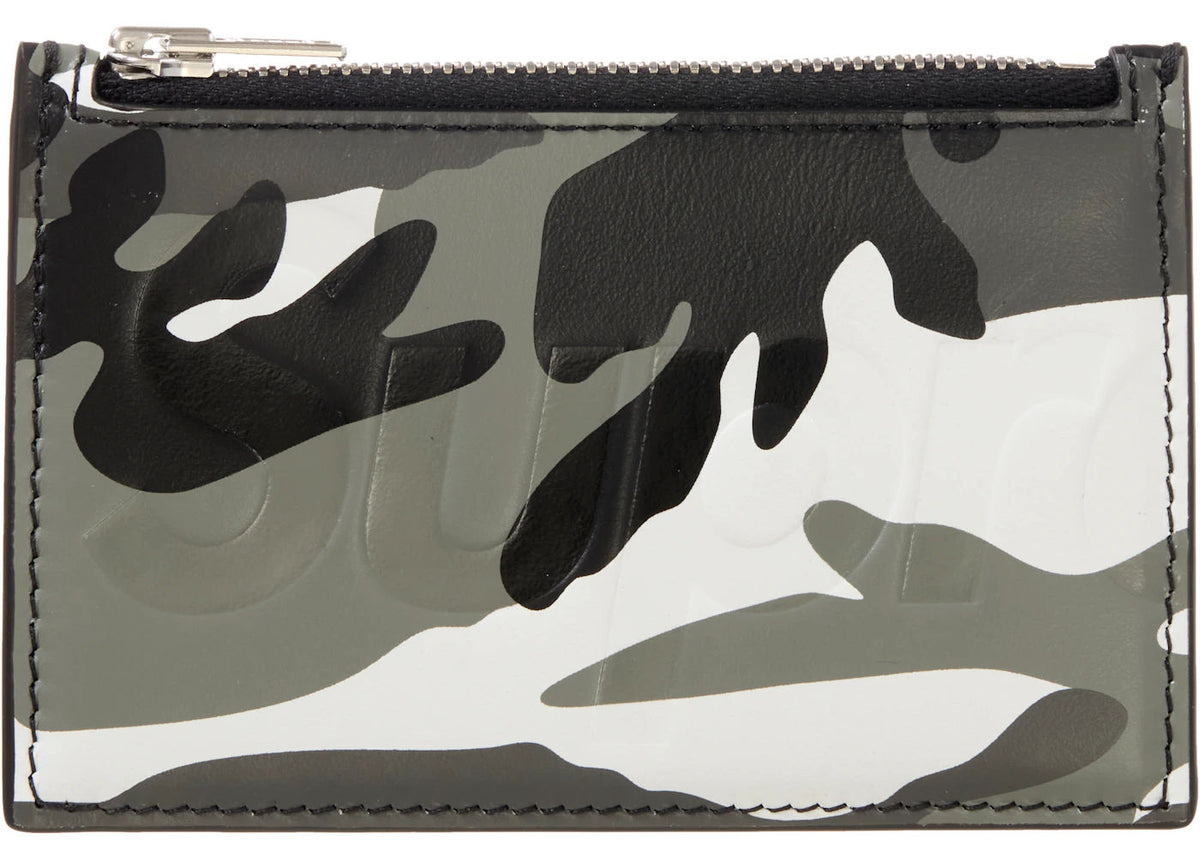 Supreme Leather Zip Card Holder Snow Camo