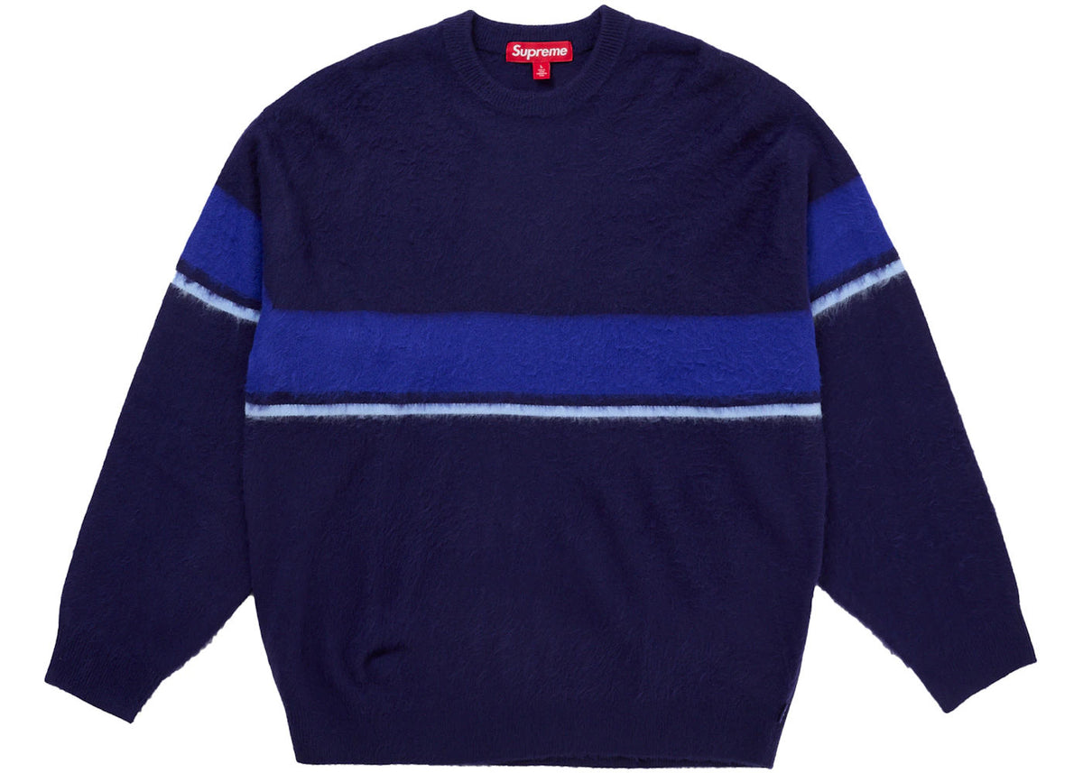 Supreme Brushed Stripe Sweater Navy