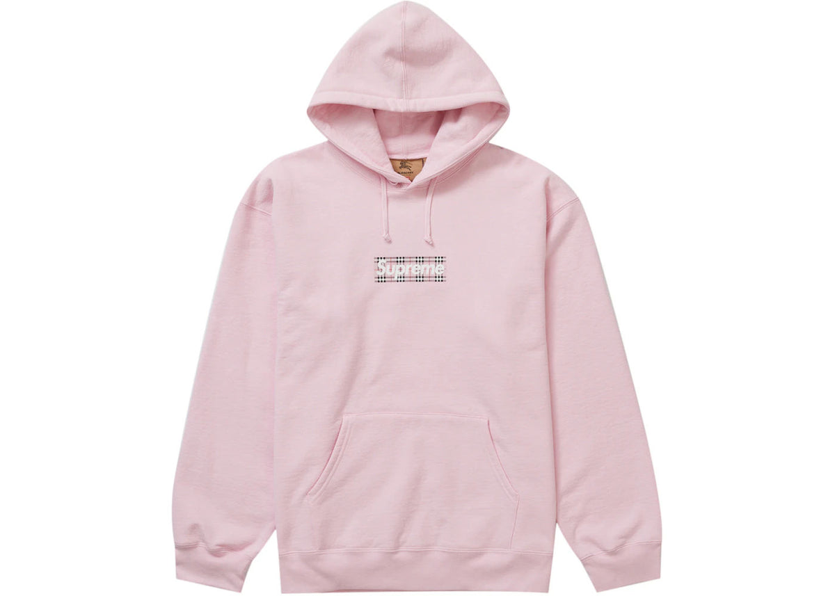 Supreme Burberry Box Logo Hooded Sweatshirt Light Pink