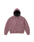 Supreme Faux Shearling Lined Zip Up Hooded Sweater Pink Melange
