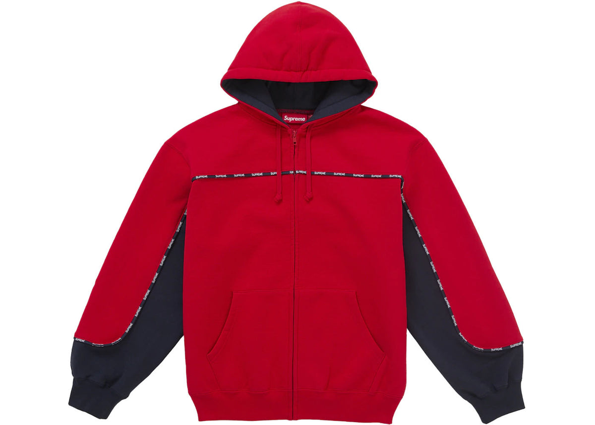 Supreme Piping Zip Up Hooded Sweatshirt Red