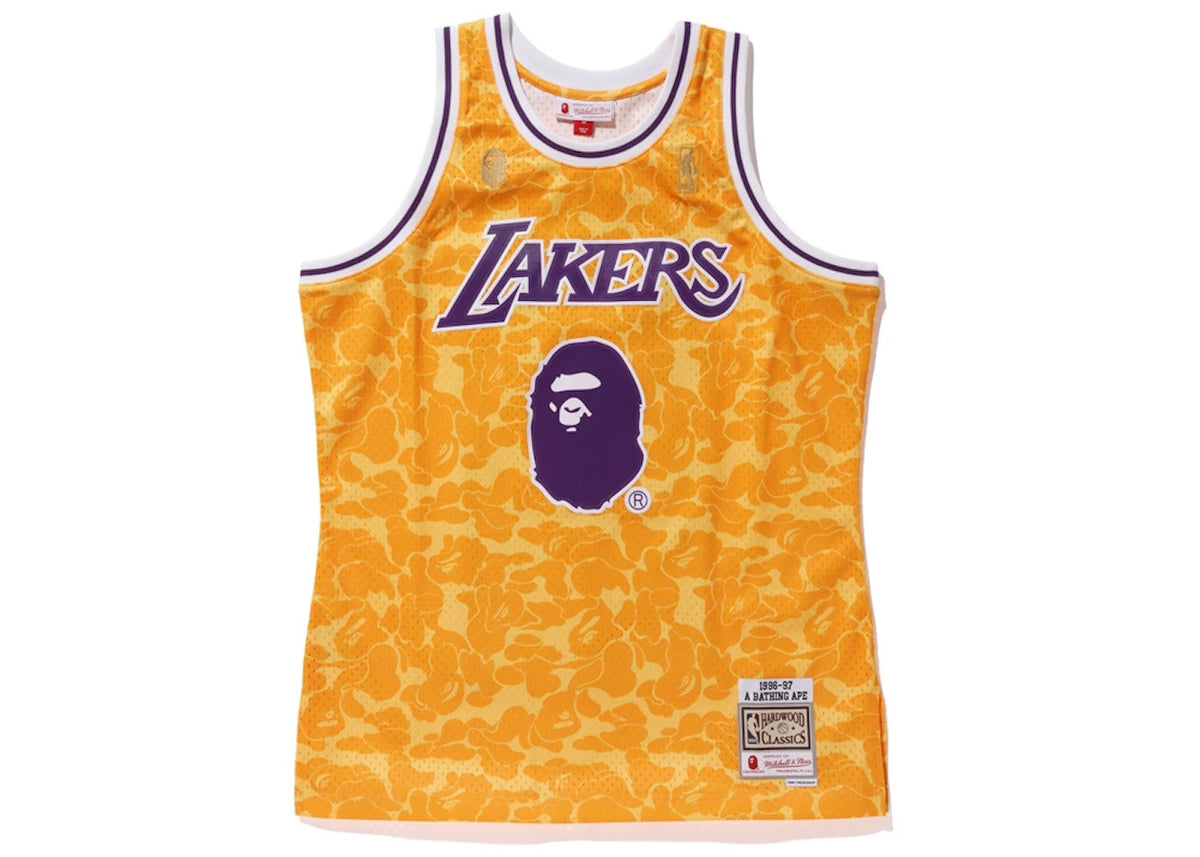 BAPE x Mitchell & Ness Lakers ABC Basketball Swingman Jersey Yellow
