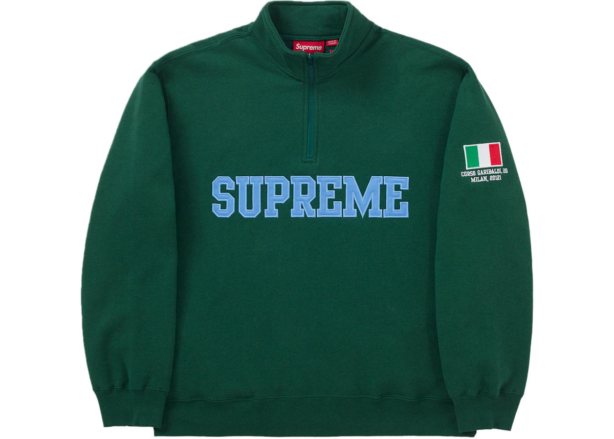 Supreme Milan Shop Flag Half Zip Pullover Green